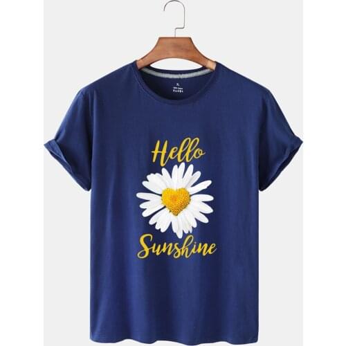 Large Size Womens Summer T-shirt High Quality Harajuku Flower Print Sport Short Sleeve T-shirt Womens Cotton Graphic T-shirt