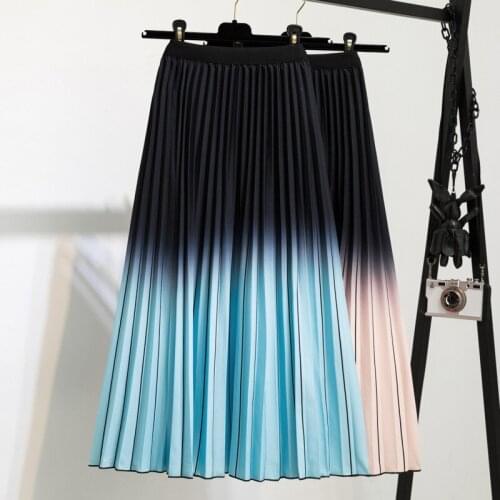Digital Printing 2021 Summer New Arrival Women Fashion Elastic Waist Loose Pleated Skirt Casual Beachwear