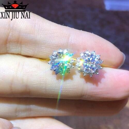 Simulated Moissanite Diamond Female Luxury Crystal Zircon Stud Earrings Vintage 925 Silver Jewelry Double Earrings For Women