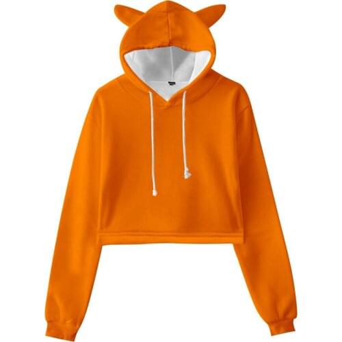 New 3D Print Solid color Cat Ears Hoodies Sweatshirt 2020 Women Hoodies Cute Clothes Slim Fashion Sweatshirts Sexy Tops