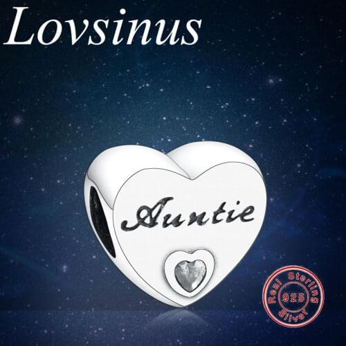2019 Autumn Auntie Love Heart Charm Silver Dangle Fit Original Europe Charm Bracelet 925 Sterling Silver Beads Jewelry berloque