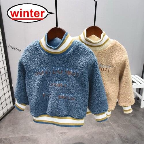 Winter Baby Girls Padded Pullovers Clothing Toddler Boy Sweatshirts Kids Coral Wool + Plus Velvet Hoodies Sweater 2-6years