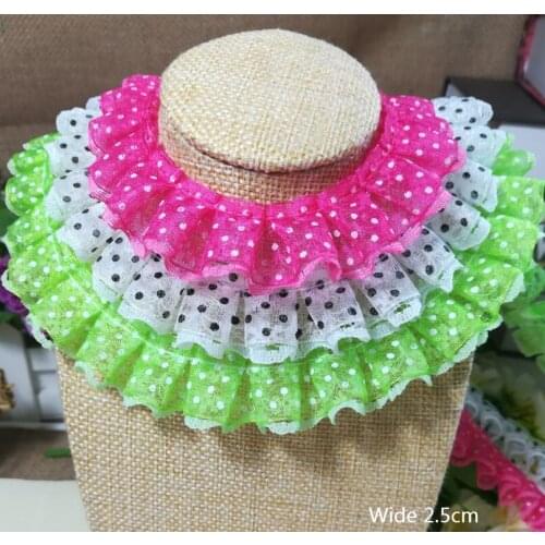 1M Latest Lace Trims Print Dot Lace Fabric 2CM Laces Ribbon Dresses Lace Sewing Decorations Clothes Crafts collar applique LX07