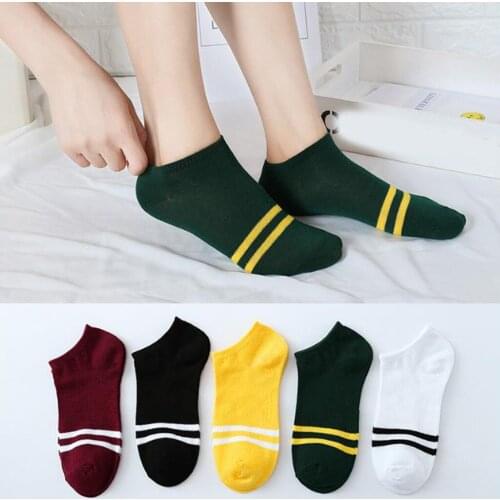 1Pair Striped Short Socks Unisex Comfortable Cotton Socks Short Ankle Socks Women Girls Stripe Fashion Skateboard Boat Sock