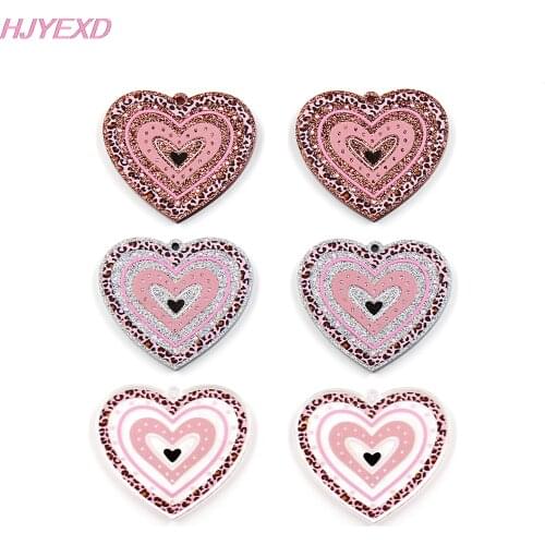 10pcs) AC1835-Acrylic Rainbow Heart For Earrings Party DIY Glitter UV Jewelry Accessories