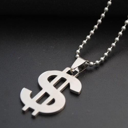 10pcs Stainless steel dollar American money sign pendant necklace world universal currency rich necklace lucky gift jewelry