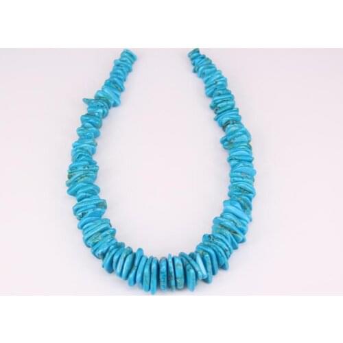 15.5 inches of strand Blue Drilled Spacer Beads Pendants,Smooth Howlite Magnesite Freeform Slab Slice Loose Beads Necklace