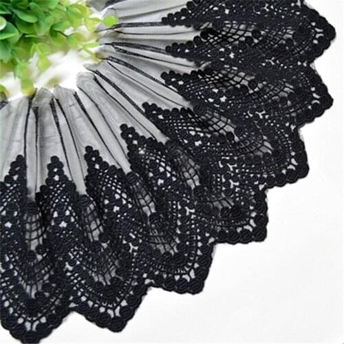 16.5cm width cotton Embroidered mesh sewing ribbon guipure lace trim or fabric DIY Garment Accessories-HY
