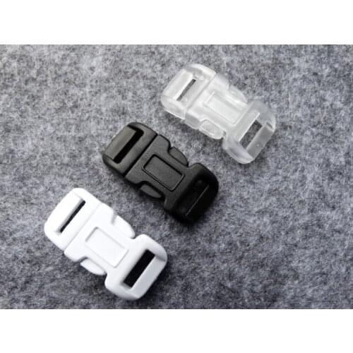 20pcs/lot 1/2"(11mm) Contoured Side Release Plastic Buckle For Paracord Bracelet/Backpack Black/White/Clear White
