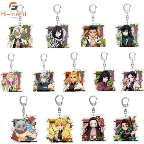 20Pcs Wholesale Demon Slayer Anime Keychain Kimetsu No Yaiba Kamado Tanjirou Cartoon Acrylic Keychain Funny Cartoon Reward