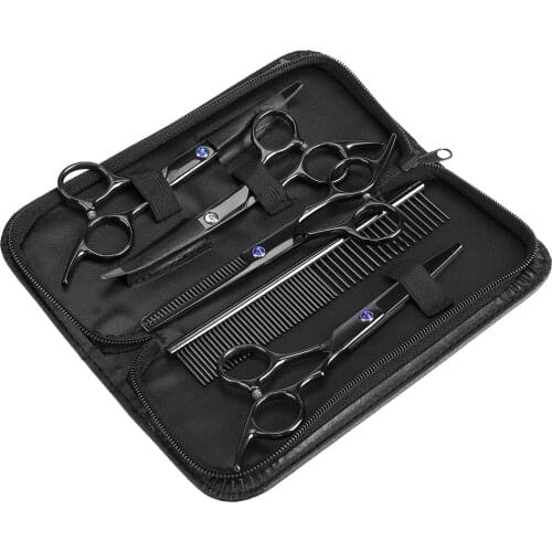 7Pcs Portable Pet Grooming Scissors Kit Dog Cat Hairdressing Shears Set Cutting Thinning Haircut Tools Pet Dog Scissors