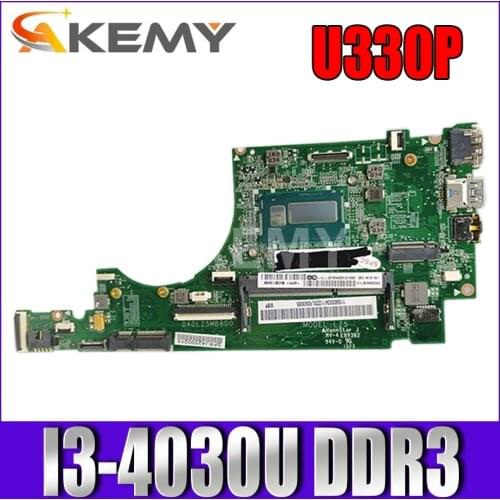 Akemy High quality DA0LZ5MB8D0 Rev:D FOR Lenovo Ideapad U330 U330P Laptop Motherboard SR1EN I3-4030U DDR3 100% Fully Tested