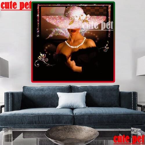 Diamond Painting 5d Cross Stitch A woman with a hat Needlework Diy Diamond Embroidery Full Diamond Mosaic home art decoration