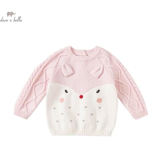 DBW16114 dave bella winter cute baby girls Christmas cartoon knitted sweater kids girl fashion toddler boutique tops
