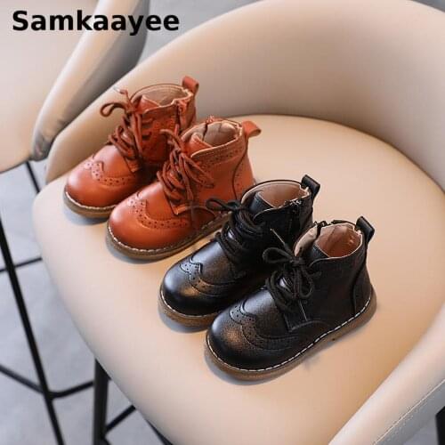0-10y Kids Boots Children Shoes Spring Autumn Baby Martin Boats Boys Girls Ankle Boots Pu Leather Zipper Non-Slip Sneakers S30
