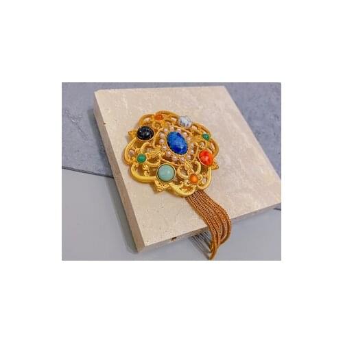 European and American Vintage Medieval Century Gem Tassel Brooch