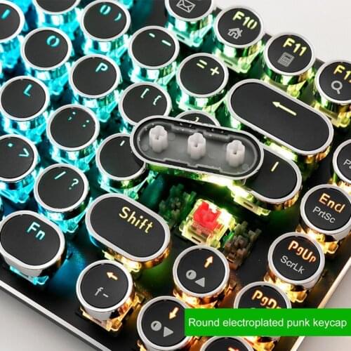 104Pcs/Set Keycaps Retro Anti-deform ABS Mechanical Circular Keycaps Decor for 104-key Mechanical Keyboard