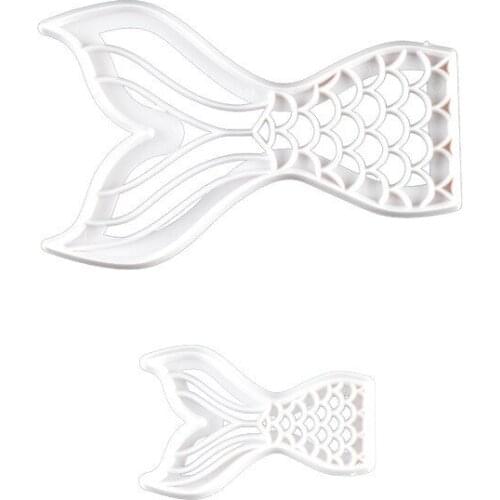 2PC Mermaid Tail Chocolate Mold Food Grade Plastic Bakeware Clear Textured Biscuit Cutting Mold Press Mold Cake Decorating Tool