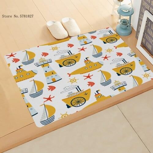 Sailboat Car Door Mat Motorcycle Bike Truck Doormat Cartoon Transportation Floor Rug Kitchen Doorway Carpet For Bedroom Mat