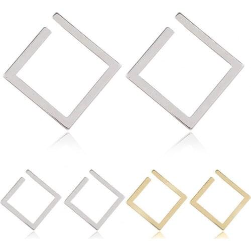 1 Pair Exaggerated Square Women Earrings Alloy Geometrical Opening Stud Earrings Fashion Jewelry