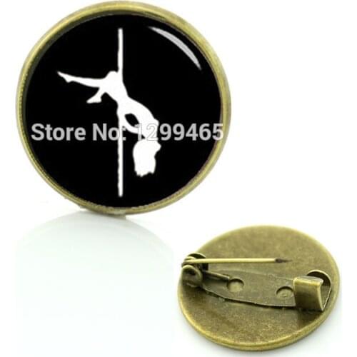 Keepsake sex girls silhouette picture metal pins elegant and charming stripper brooches pole dance badge C 1041