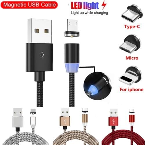 Fast Charging Mobile Phone Magnetic USB Cable LED For iphone Huawei honor 10i 20i 20 9X 8X 8A 8C 8S Y5 Y6 Prime y7 pro 2019 2018