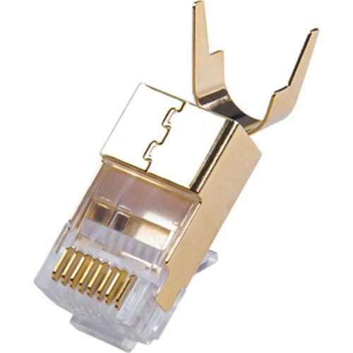 Cat8 Modular Plug RJ45 8P8C Ethernet Termination 1.5mm Large Pin Hole Shielded Connector For Cat 8 LAN Cable AWG23 0.57-0.58mm