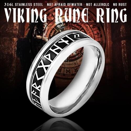 Beier 316L Stainless steel Fashion Style MEN and women fashion Odin Jewelry Norse Viking Female Amulet Rune words Rings LR-R121