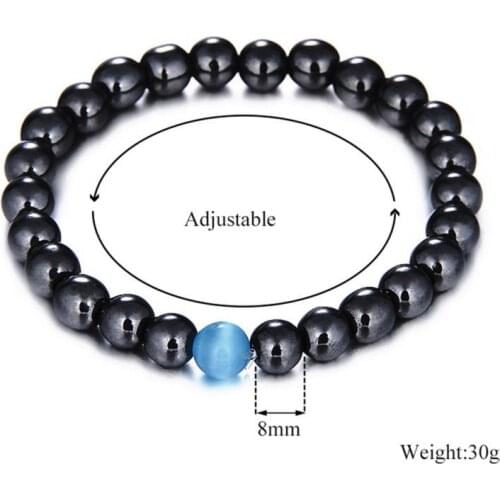 1pc 8mm Men Fashion Water Drop Bracelet Natural Stones Handmade Beaded Cat Eye Stone Bracelet Bangle Jewelry New 2020 Hot Sale