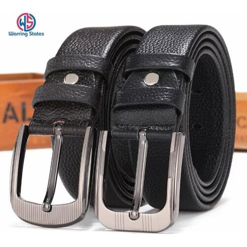 [Warring States] Men Top Layer Leather Casual High Quality Belt Vintage Design Pin Buckle Genuine Leather Belts Male Waistband