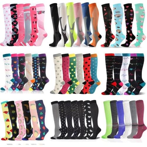 5 Pairs 6 Pairs 7 Pairs/Set Harajuku Compression Socks Nursing Cartoon Pattern Men Women Happy Funny Outdoor Sports Nylon Socks