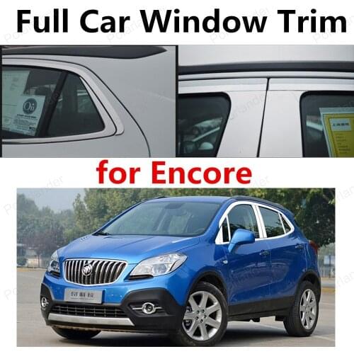 New Car Styling Stainless Steel full Window Trim with column Decoration Strips For Encore car exterior accessories