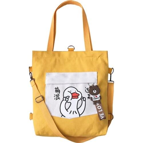 2019 New Women Canvas Tote Ladies Shoulder Bag Foldable Shopping Bags Cloth Beach Bag Style Female Handbag Printed Chinese chara