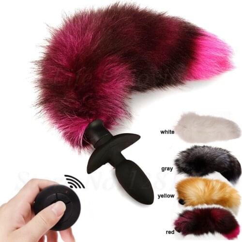 New Wireless Remote Fox Tail Swing Vibration Anal Plug Vibrator Silicone Vibrating Butt Plug Cosplay Adult Games Anal Sex Toys