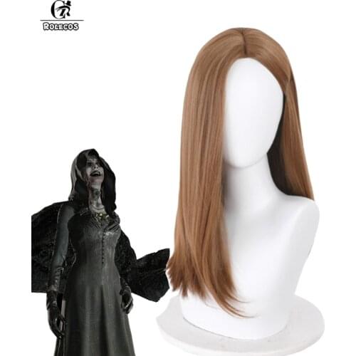 ROLECOS Evil Village Vampire Daniela Cosplay Wig Game RE8 Village Women Cosplay Wig Lady Black Headwear Wig Synthetic Hair