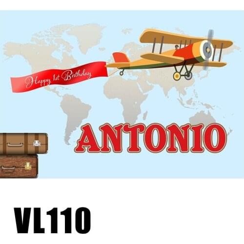 Custom Happy 1st Birthday Party Backdrops Adventure Exploration Backgrounds Plane Photo Booth Portrait Scene Setter Wallpaper