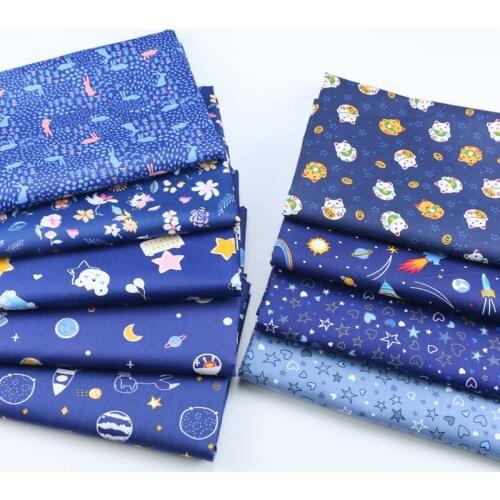 Blue Series Cotton Fabric Printed Cotton Patchwork Cloth for DIY Sewing Quilting Fat Quarters Material For Kids