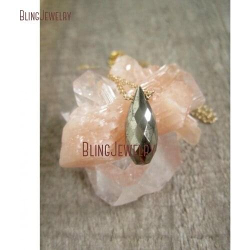 Teardrop Pyrite Necklace Layered Necklace Everyday Minimalist Jewelry Gold Fill Chain Necklace NM17818