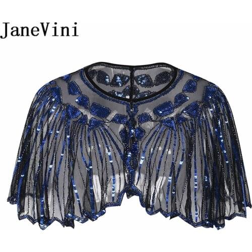 JaneVini Sparkly Bolero Sequin Beaded Women Summer Shrugs Jackets Bridal Wedding Capes Evening Party Dress Wraps Gold Stoles