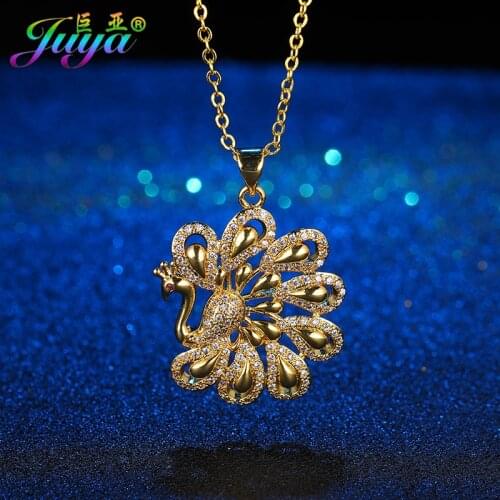 Women Fashion Wedding Christmas Gift Jewelry Micro Pave Zircon Indian Peacock Suspension Pendant Dress Decorative Gift Necklace