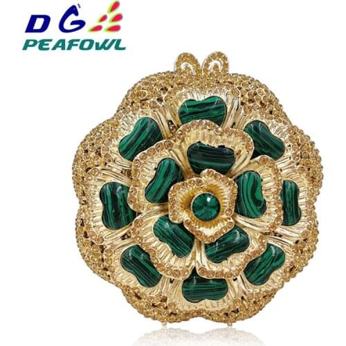 Women Luxury Flowers Blue Diamond Crystal Evening Clutch Bags Party Bag Wedding Birthday Gifts Chain Bag For Mother Gift purse