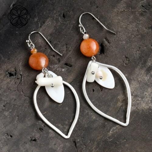 Fashion Leaf Hanging Earrings Sweet Stone Bead Jewelry For Women Vintage Unusual Suspension Accessiores Pendientes Decoration