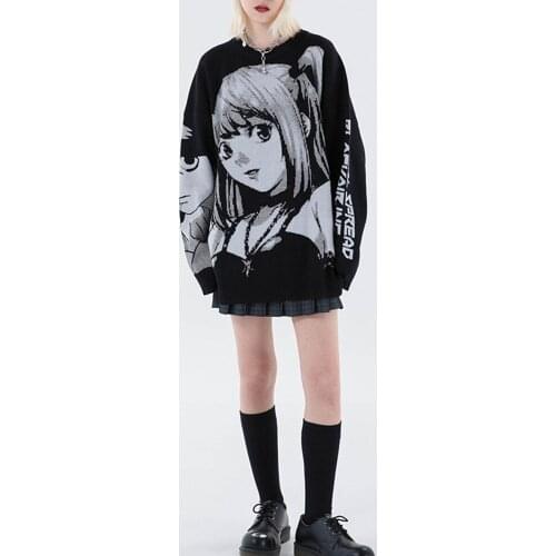 Harajuku Winter Clothes Women Knitted Pullovers Sweaters Japanese Kawaii Cartoon Girl Loose Streetwear Oversize Gothic Anime Top