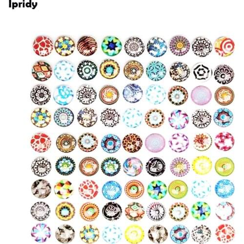 10pcs/lot Mixed Color Time Gem,Printed Mosaic Glass Half Round Dome Cabochons for Jewelry Making , 12x4mm