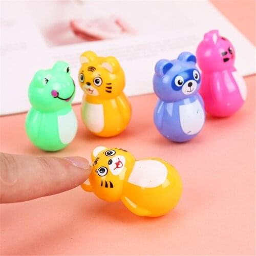 4pcs Tumbler Toys for Kids Fun Cartoon Animals Tiger Frog Piggy Educational Mini Leisure Nostalgic Baby Children Game Toy Gift