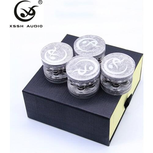 4pcs XSSH HIFI Audio Stand Feet Speaker Spike One Gift box Solid Steel Audiophile Shock Spikes Spring Damping Pad