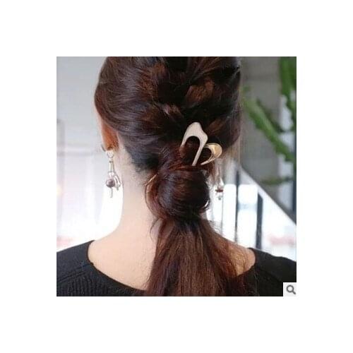 60pcs/lot DIY White/Black Alloy Geometric Figure Shells Hairpins U Style Hair Clips Hair Care & Styling Accessories Tools HA589