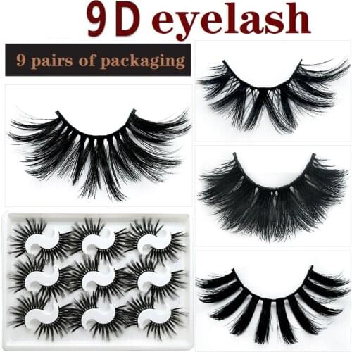 9Pairs Thick Long 9D Mink Eyelashes Long Lasting Mink Lashes Natural Dramatic Volume Eyelashes Extension Fake Lashes Makeup Tool