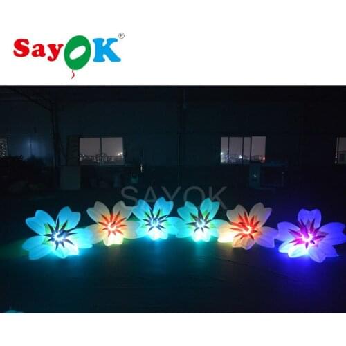 Free shipping 5m led inflatable flower chain wedding flower chain stage decoration with GBR led light