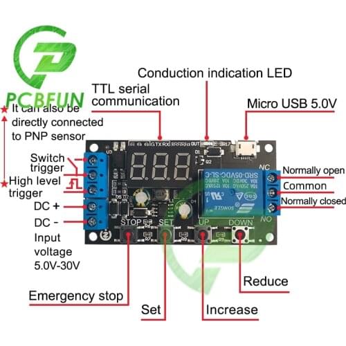 DC 5V-30V 12V Digital Time Delay Relay 1 CH LED Display Cycle Timer Control Switch Adjustable Timing Relay Time Delay Switch
